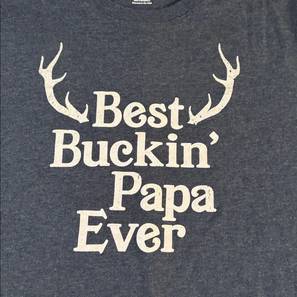 Crazy Dog “Best Buckin Papa Ever” Hunting Antler Graphic Tee Blue Sz 2X - Picture 3 of 6